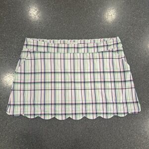 Lillie Green Plaid Scalloped Golf Skort XL‎  Blue Pink